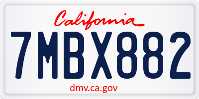 CA license plate 7MBX882