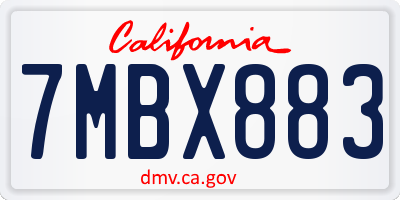 CA license plate 7MBX883