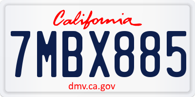 CA license plate 7MBX885