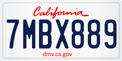 CA license plate 7MBX889