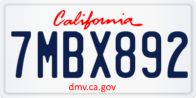CA license plate 7MBX892