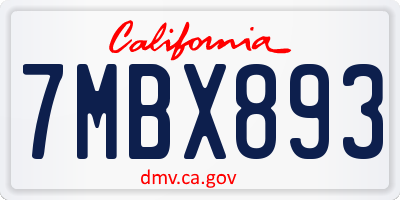CA license plate 7MBX893