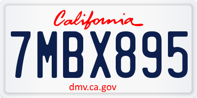 CA license plate 7MBX895