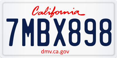 CA license plate 7MBX898