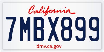 CA license plate 7MBX899