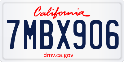 CA license plate 7MBX906