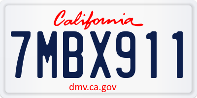 CA license plate 7MBX911