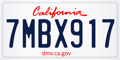 CA license plate 7MBX917