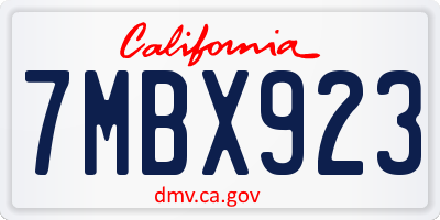 CA license plate 7MBX923