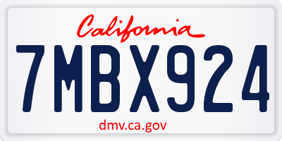 CA license plate 7MBX924