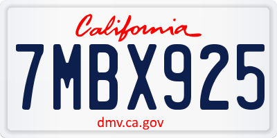 CA license plate 7MBX925