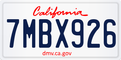 CA license plate 7MBX926