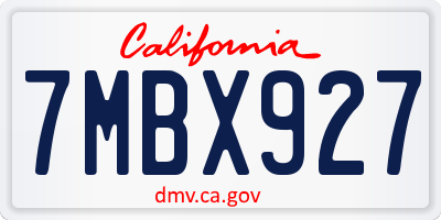 CA license plate 7MBX927