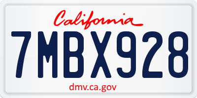 CA license plate 7MBX928