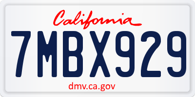 CA license plate 7MBX929