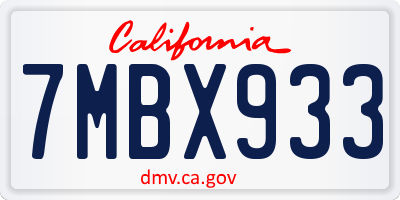 CA license plate 7MBX933