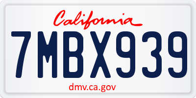 CA license plate 7MBX939