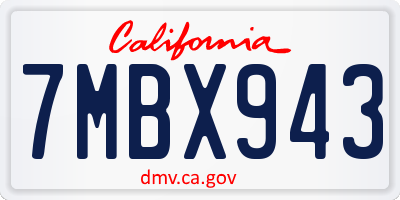 CA license plate 7MBX943