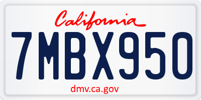 CA license plate 7MBX950