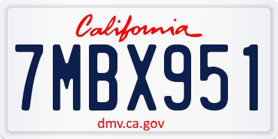 CA license plate 7MBX951