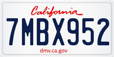 CA license plate 7MBX952