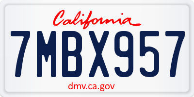 CA license plate 7MBX957