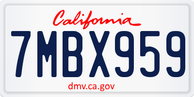 CA license plate 7MBX959