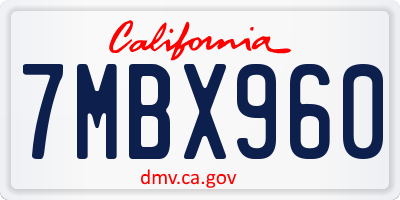 CA license plate 7MBX960