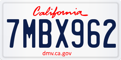 CA license plate 7MBX962