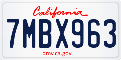 CA license plate 7MBX963