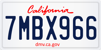 CA license plate 7MBX966