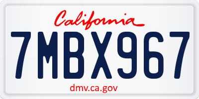 CA license plate 7MBX967