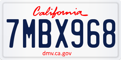 CA license plate 7MBX968