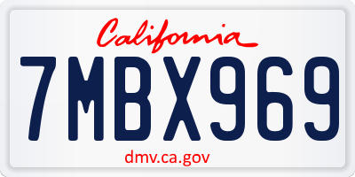 CA license plate 7MBX969