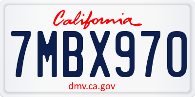 CA license plate 7MBX970