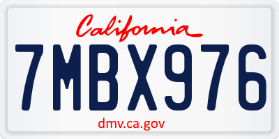 CA license plate 7MBX976