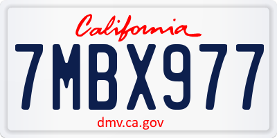 CA license plate 7MBX977
