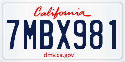 CA license plate 7MBX981