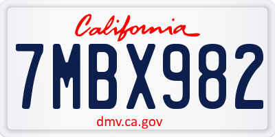 CA license plate 7MBX982