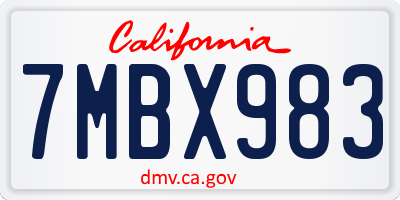 CA license plate 7MBX983