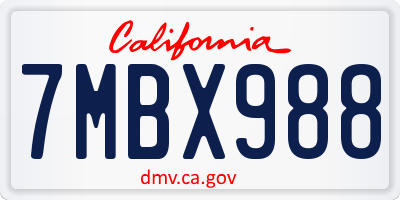 CA license plate 7MBX988