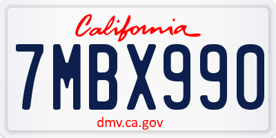 CA license plate 7MBX990