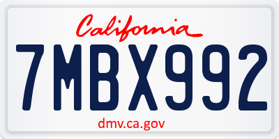 CA license plate 7MBX992