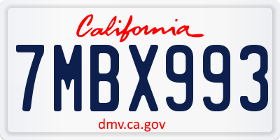 CA license plate 7MBX993