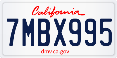 CA license plate 7MBX995