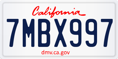 CA license plate 7MBX997
