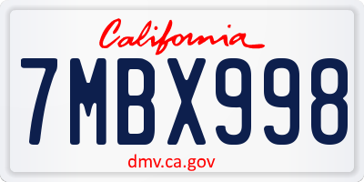CA license plate 7MBX998