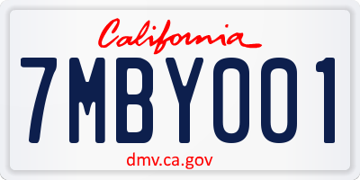 CA license plate 7MBY001