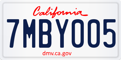 CA license plate 7MBY005