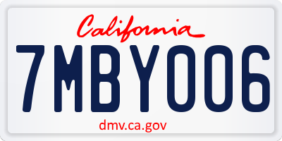 CA license plate 7MBY006